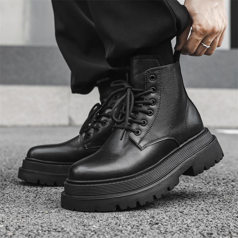 Platform short boots men's 2024 new thickened versatile high-top locomotive boots sleeve knight chimney boots 56734-J