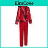 Disfraz de Michael Jackson: Chaqueta y pantalones de cuero rojo para artistas escénicos.