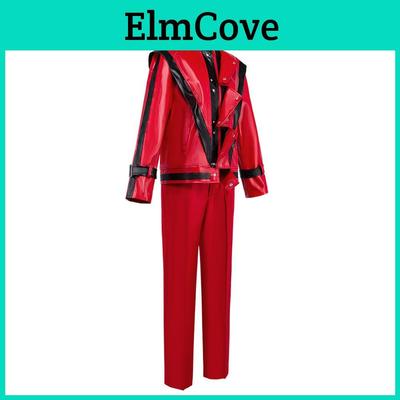 Michael Jackson Cosplay Costume Red Leather Jacket And Pants For Stage Performers