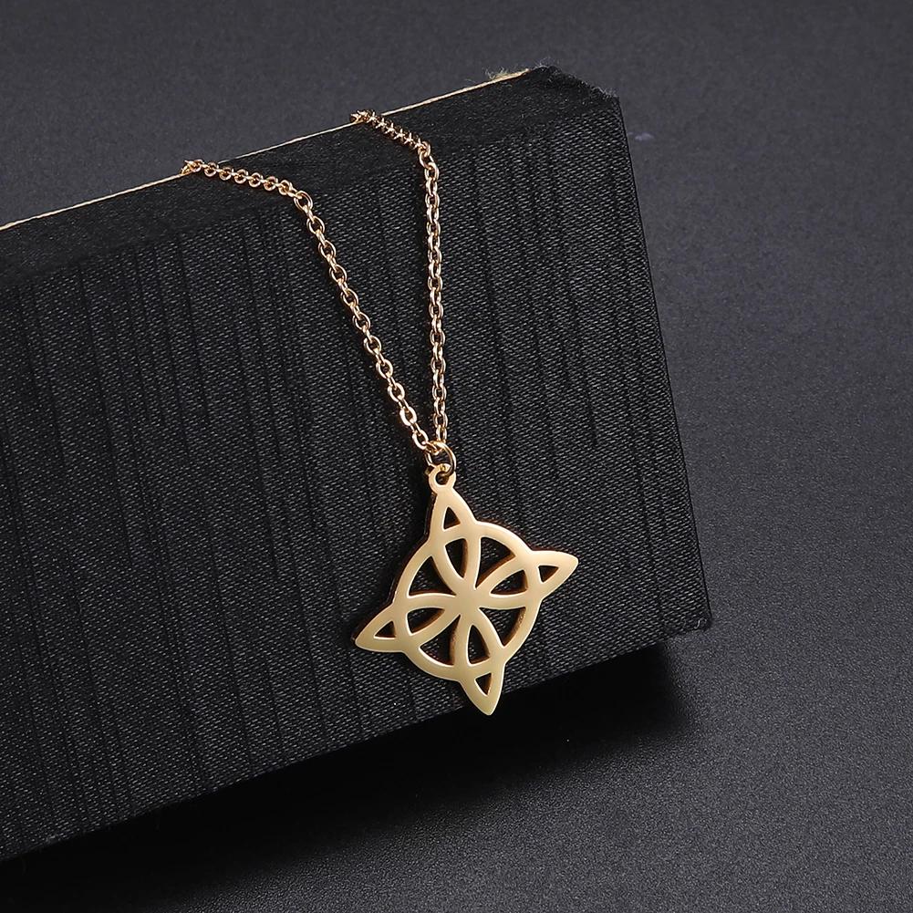 Skyrim Witch Knot Double Sided Knot Pendant Stainless Steel Geometric Necklace Women's Fashion Retro Talisman Jewelry 2026 New