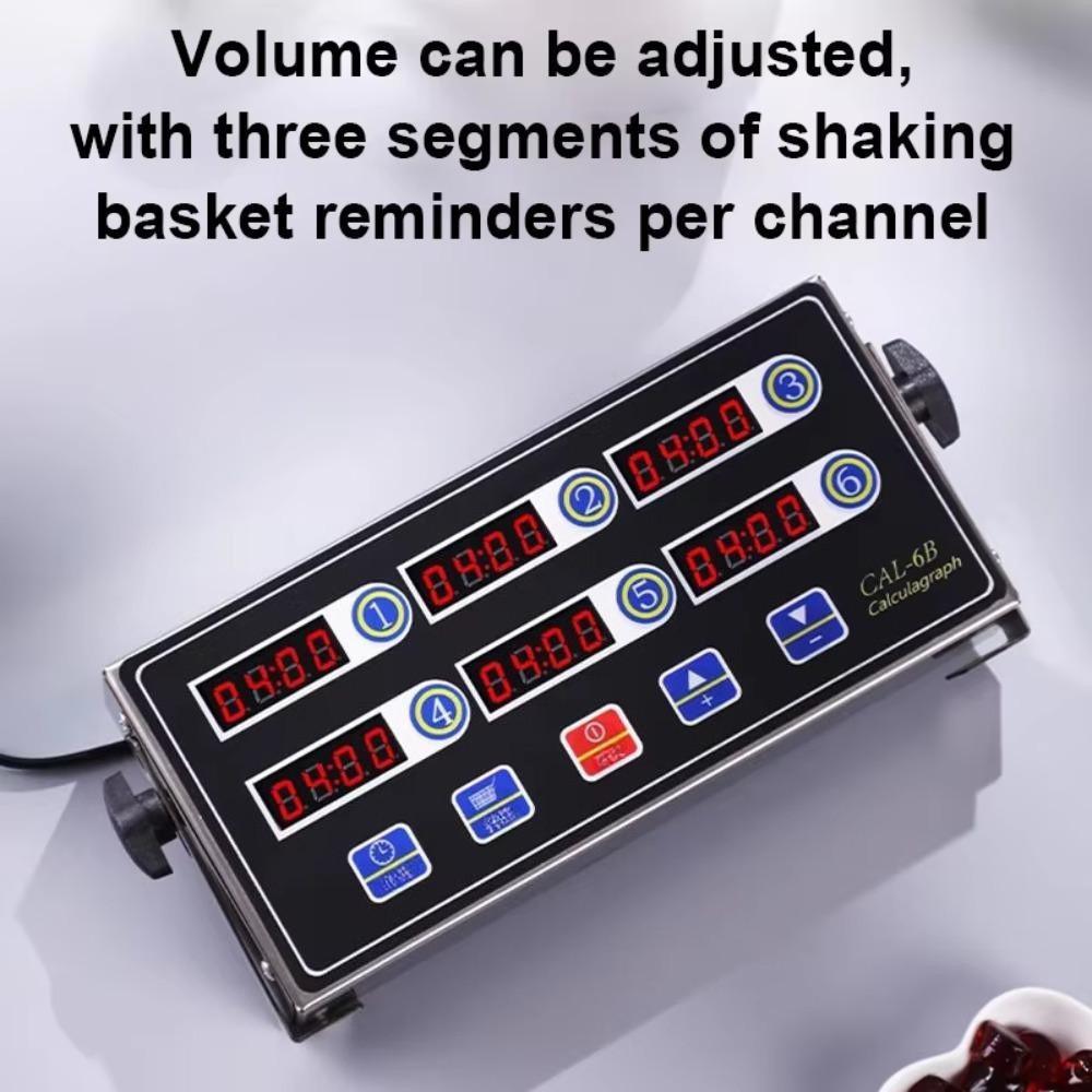 4/6/8 Channels LED Commercial Kitchen Timer Digital Screen Fried Chicken Timer Adjustable Volume Cooking Reminder Device