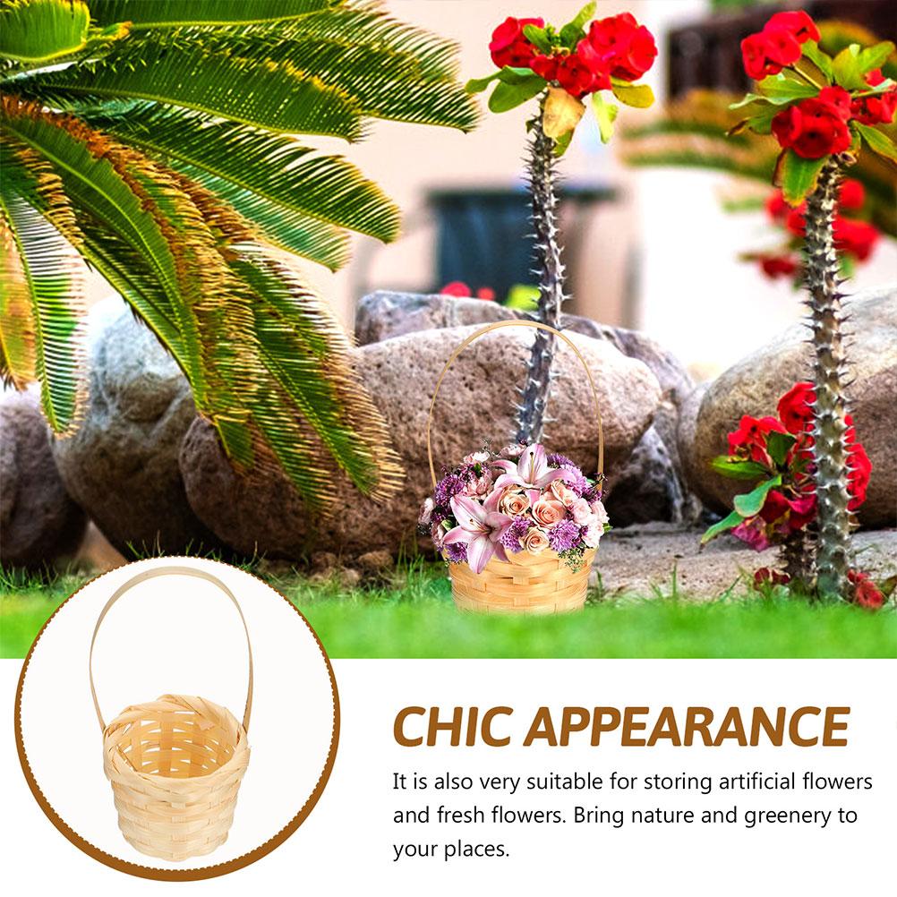 5 Pcs Woven Basket Mini Woven Baskets Handmade Flower Basket Storage Containers Bamboo Weaving Home Storage ganization