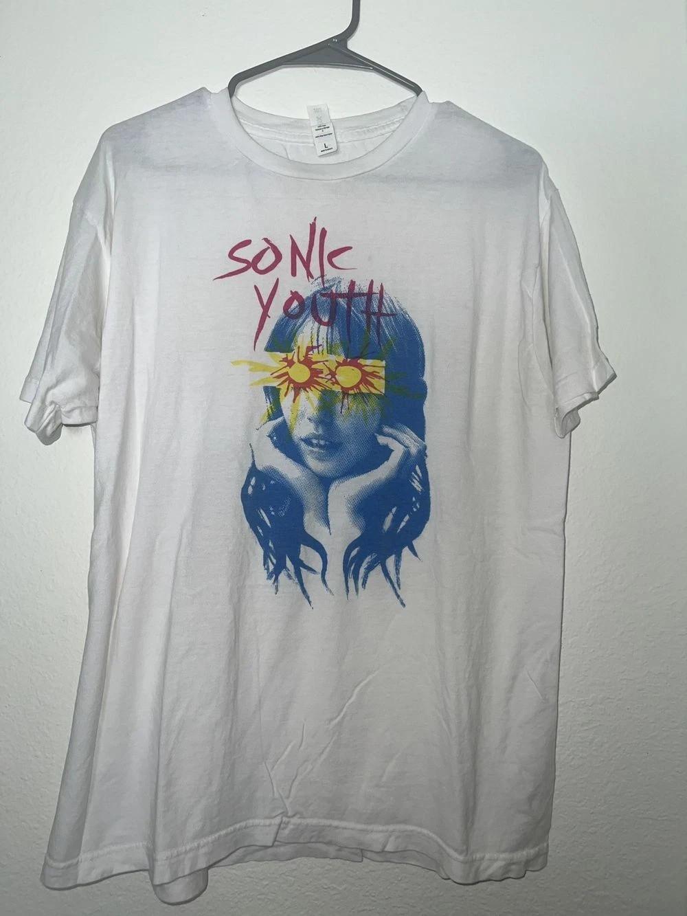 Футболка группы Sonic Youth Редкий дизайн Белая Унисекс Футболка Мужчины Женщины XXXXL