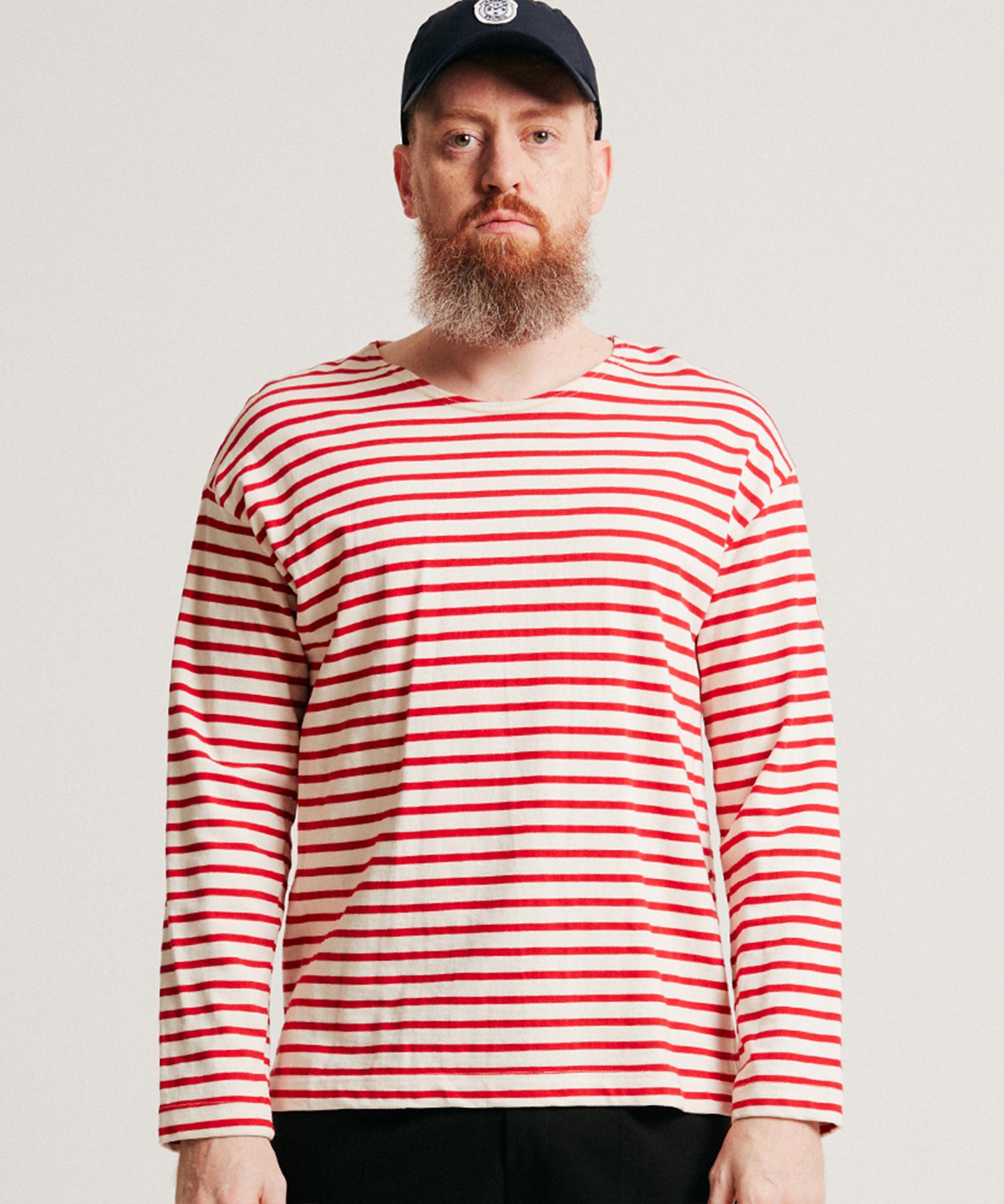 Pep Studio Wappen Striped Long Sleeve T-Shirt (Red) Red/L
