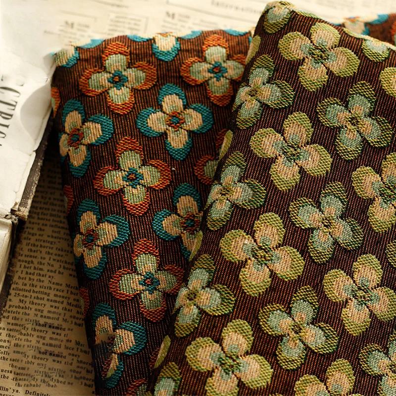 Yarn Dyed Woolen Thick Jacquard Fabric Autumn Winter Geometric Jacquard Flower Fabric 50cmx150cm