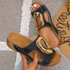 Women's H-shaped Sandals, 2026 New Style, Metal Buckle Sandals, Summer Wedge Heel Sandals