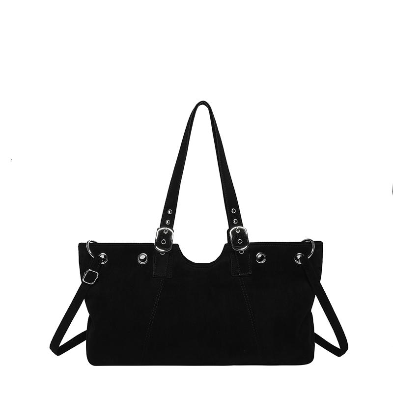 Designer Suede Belt Buckle Crossbody Shoulder Bag,Koreanunderarm Tote Bag,Women Sling Bag,Commuter Solid Color East-West Handbag