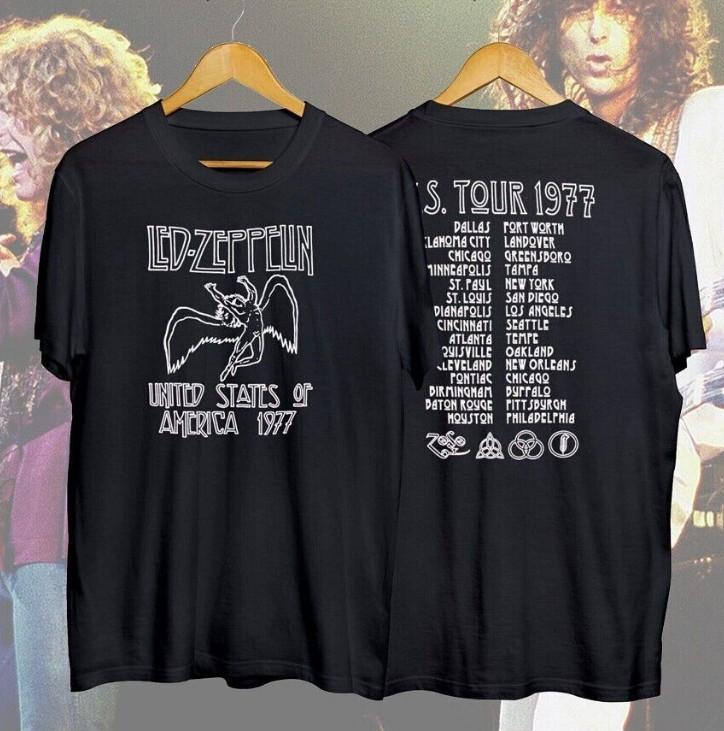 Led Zeppelin 1977 American Tour Black Mens T-Shirt Tee Unisex Vintage S-3XL Unisex T-Shirt XXXXL