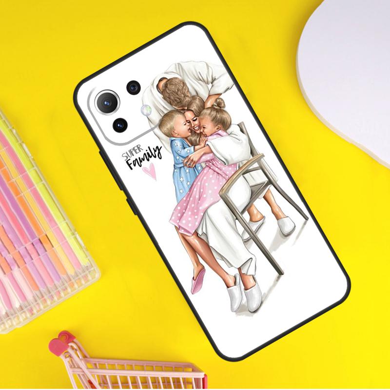 Black Brown Hair Baby Mom Girl Queen Cover For Xiaomi 14 Ultra 13 11T 12T 13T 14T Pro POCO X6 X7 Pro X3 X5 F3 F5 F6 M6 Pro Case