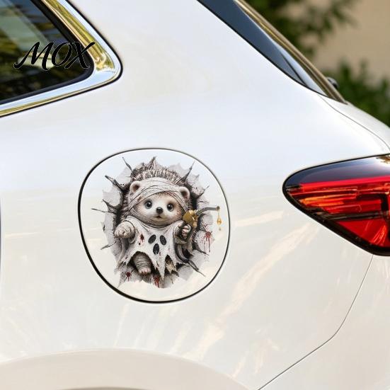 3D Effect Halloween Decal Spider Decorative Sticker for Car, Broken Hole Dog Cat Owl Self-Adhesive Sticker, Waterproof Removable PVC Holiday