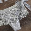 2022 Sequins Swimsuit for Women Sexy Backless Push Up Triangle Thong 3 Pieces Bikini Set High Waist Female Swimwear Bathing Suit