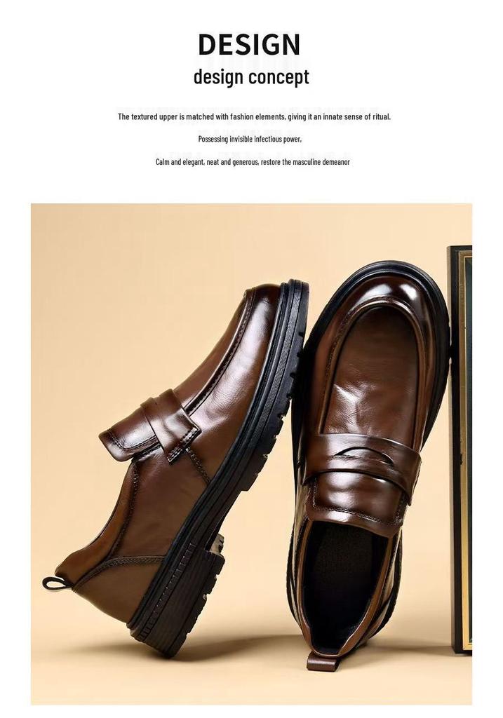 Men's Versatile Waterproof Leather Slip-on Driving Shoes - Fashionable, Stain-Resistant Business Casual Footwear