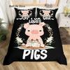Cartoon Lovely Pig Duvet Cover Set Kawaii Animal Bedding Set King Microfiber Farmhouse Wildlife Theme Comforter Cover Pillowcase