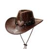 Summer American retro western cowboy hat, big brim, small face, outdoor travel, big head circumference hat, top hat
