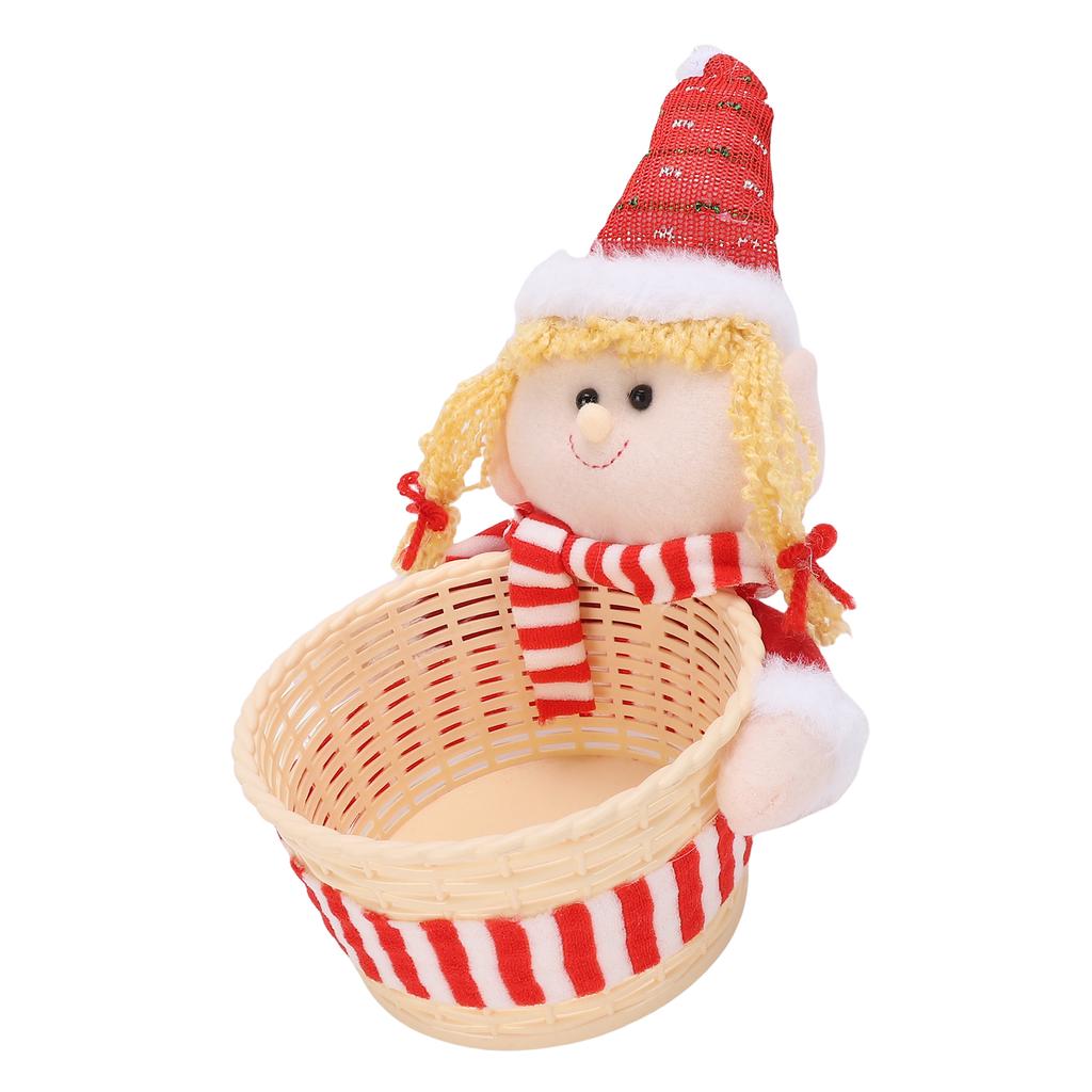 Xmas Candy Basket Dish Bowl Xmas Snack Dried Fruits Nuts Storage Holder for Table Desk Decoration Red