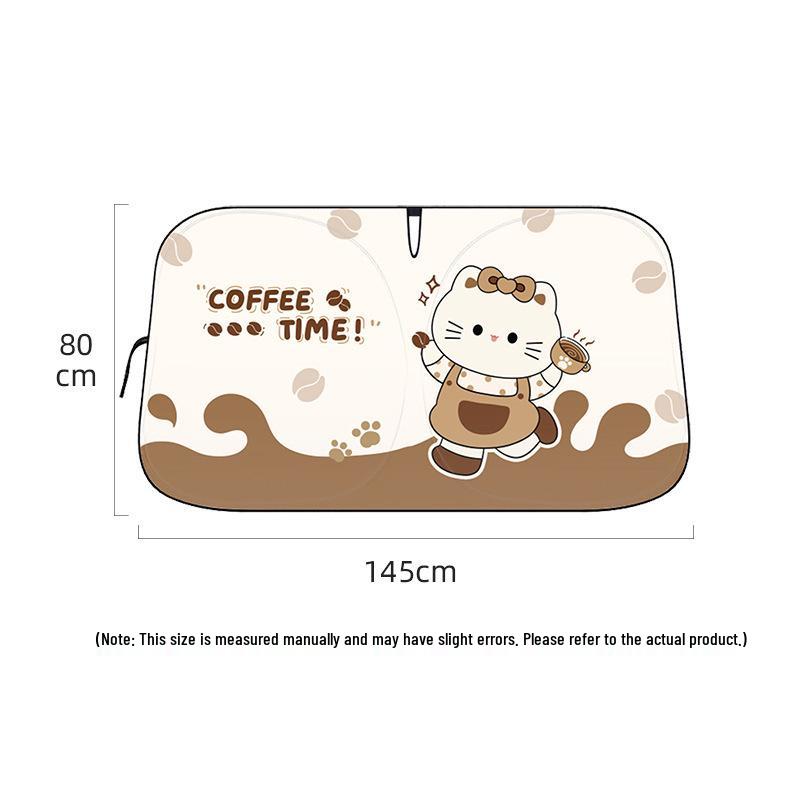 2026 Cute Cartoon Car Sunshade - Front Windshield Heat Insulation & Sun Protection