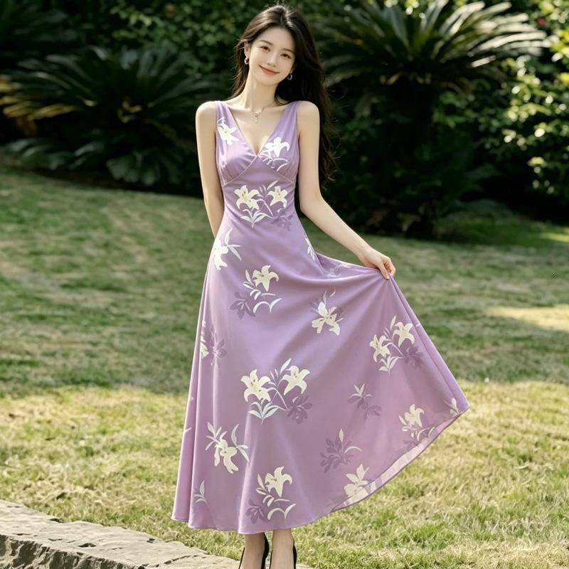 Unique and Super Good-looking Design Long Dress for Women 2026 Summer New Holiday Style Korean Elegant Dress for Women