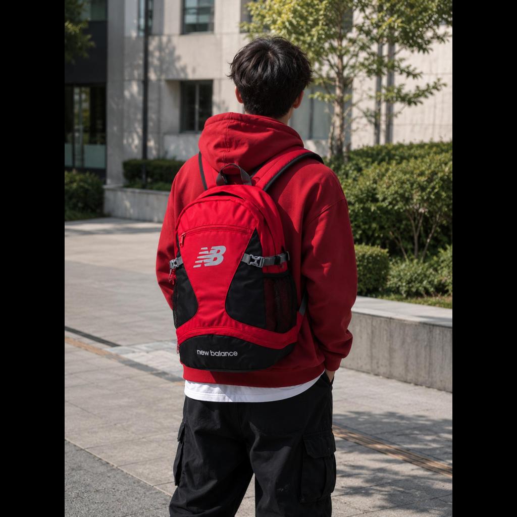 New Balance Two Pocket Iconic Laptop Backpack Champ Red Durable School Bag