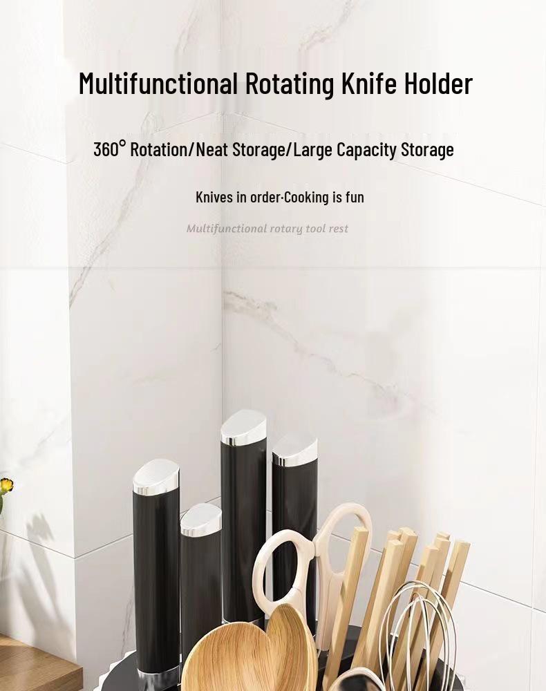 Rotatable Kitchen Organizer: Chopstick & Knife Holder with Countertop Drainer