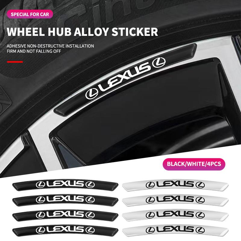 4Pcs Aluminium Car Wheel Hub Styling Stickers Decoration Strip For Lexus FSPORT LBX NX RX 350h 450h ES UX 300e GS GX IS LS LX CT