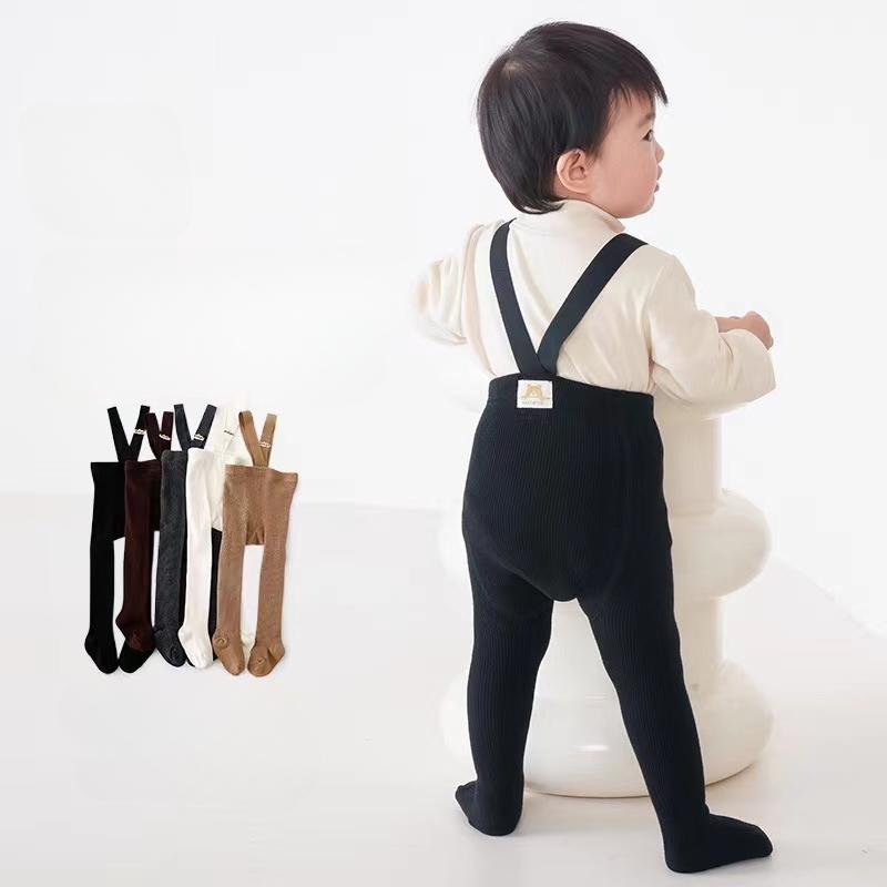 Herbst Baby Strumpfhosen mit Trägern Gestrickte Baumwolle Kleinkind Hosenträger Hosen Kinder Strumpfhosen Säugling Overalls für Mädchen Jungen Leggings