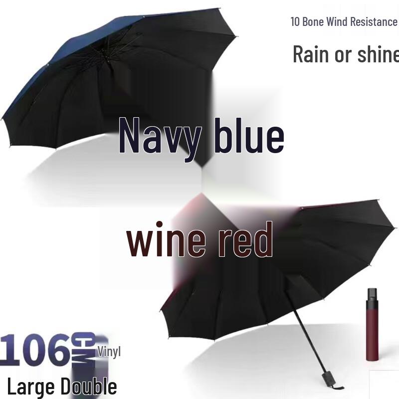 Hanyou Large 10-Rib Dual-Use Sun & Rain Umbrella (2-Pack)