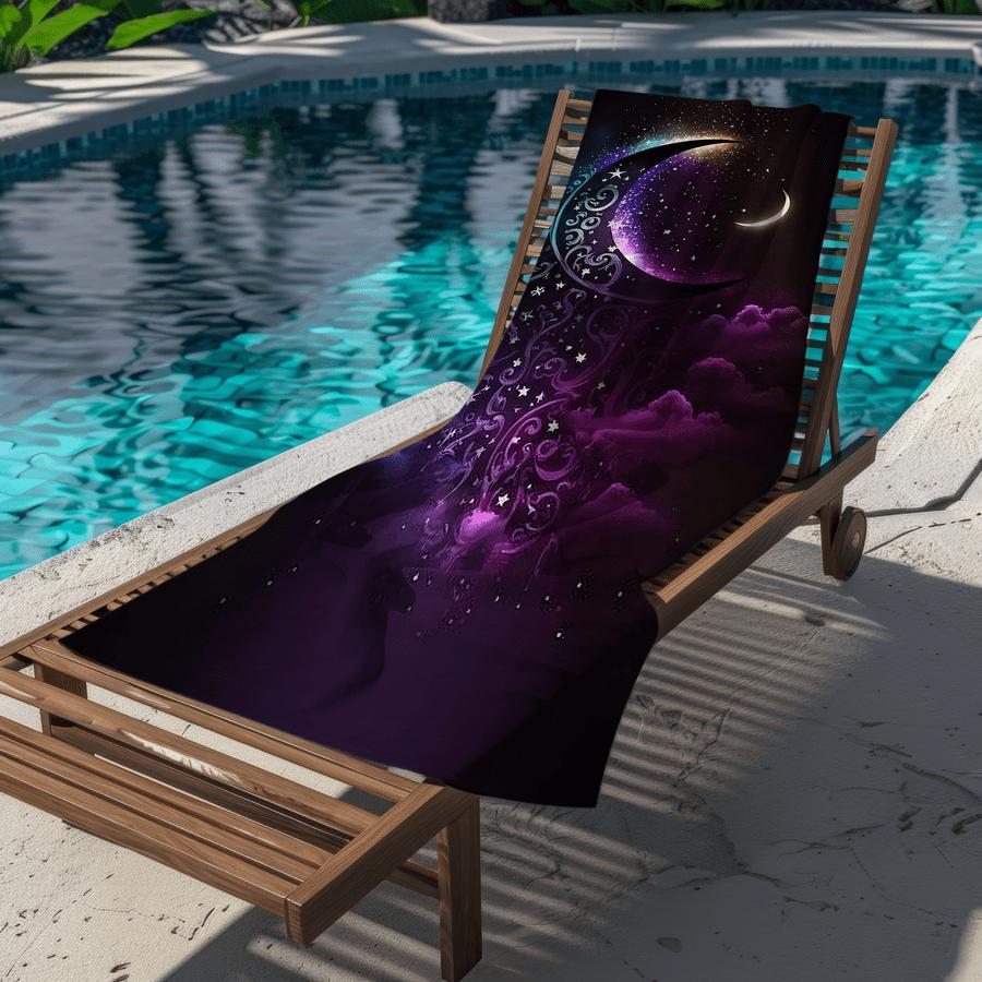 1pc Oriental Art Print Microfiber Beach Towel | Soft, Absorbent, Quick-Drying, Polyester Blend, Suitable for Swimming, Camping
