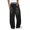 Europäische und amerikanische Hip-Hop-Baggy-Jeans Herren Amerikanischer High-Street-Stil Alt gewaschen Buchstabengravur Krummsäbel Weite Hosen