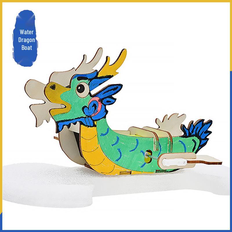 Dragon Boat Festival Wind-Powered Mini Car DIY Kit for Science Experiments and STEAM Education Compacted design with STEAM focus