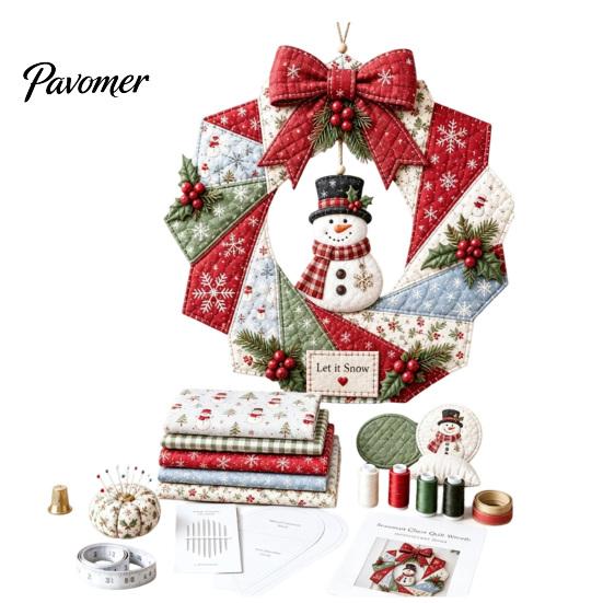 Dekorativer Stoffkranz Bausatz Weihnachten DIY-Set, Patchwork Anfängerfreundlich Handgemachtes Feiertagsbasteln Personalisiertes Türdekor Dekoration Set für