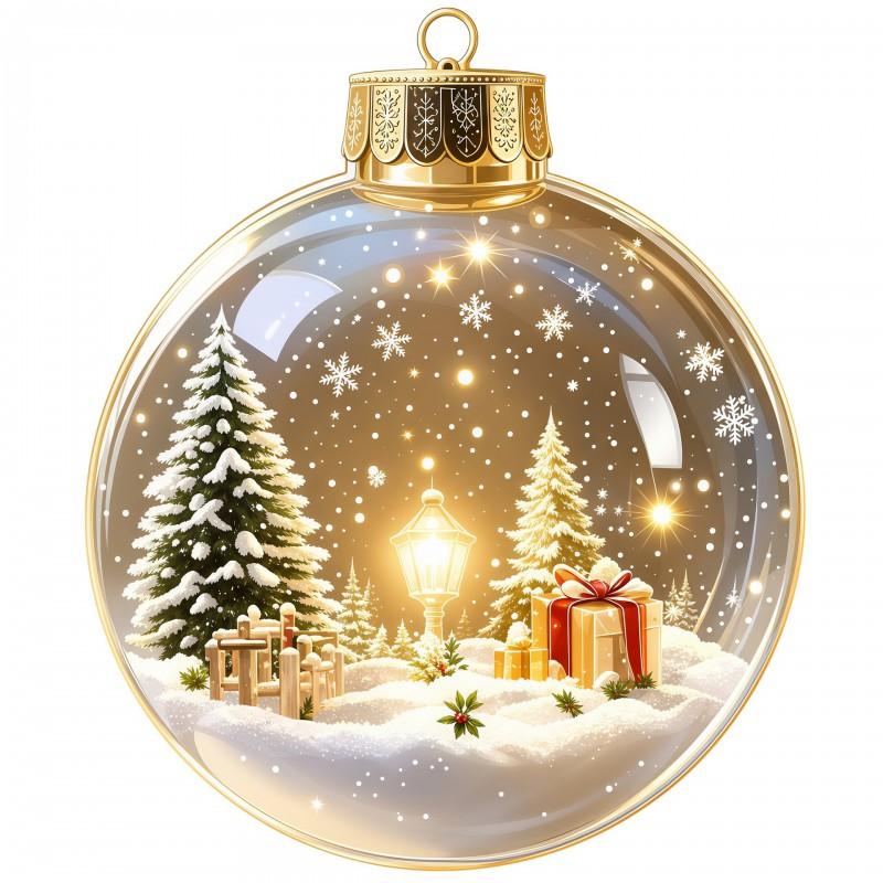 LED Lighted Transparent Acrylic Christmas Ornament Ball Decor Tree Hanging Festive Home Decoration