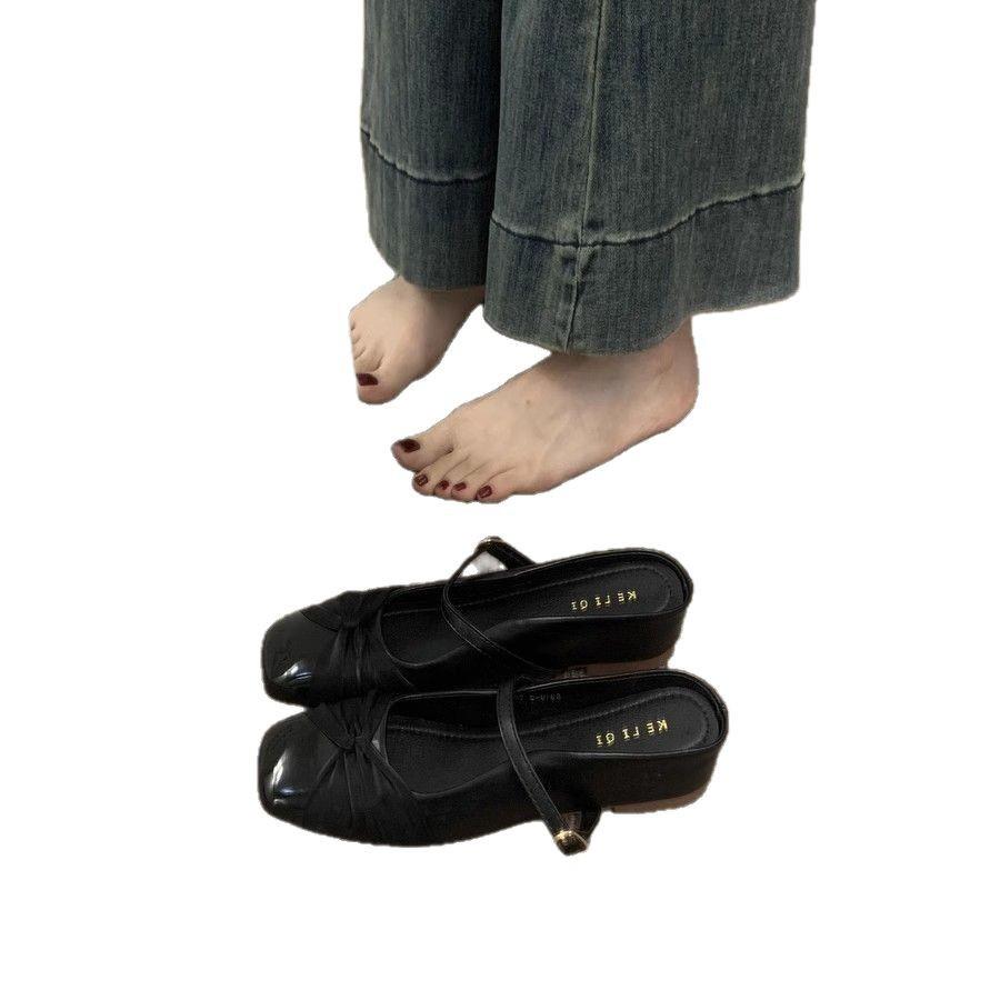 With skirt fairy wind gentle evening shoes inner height bag head half slippers female summer wear a pedal Muller single shoes