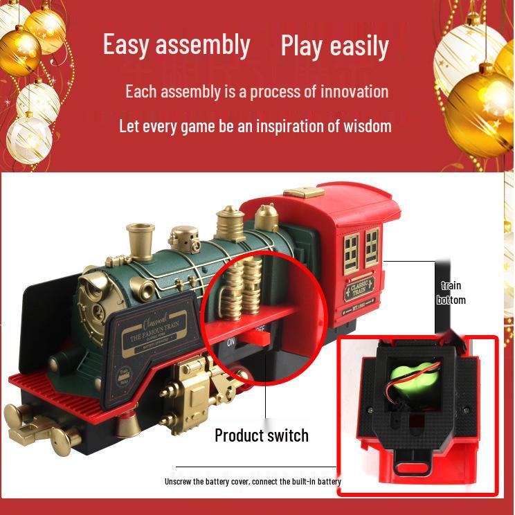 Remote Control Track Car with Smoke, Music & Lights - Christmas Train Toy for Kids