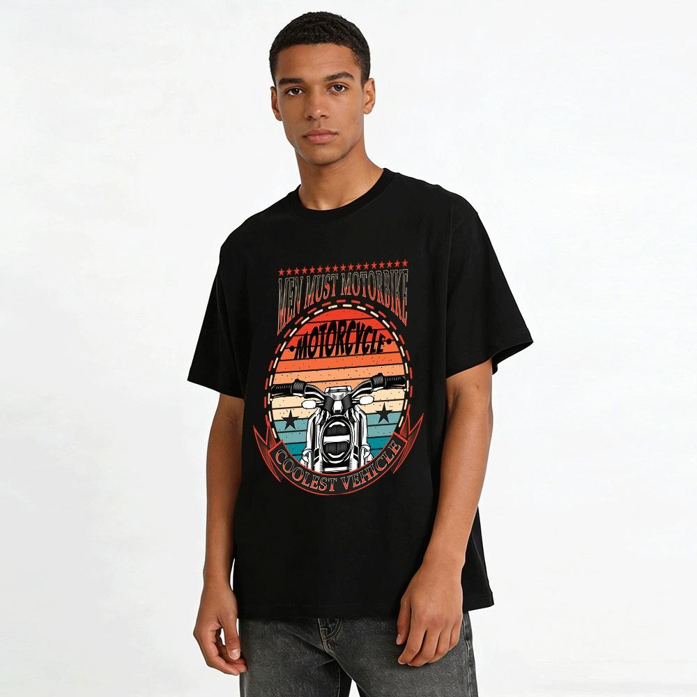 Men Must Motorbike Retro Print Tee Coolest Motorcycle Themed Top Pure cotton T-shirt