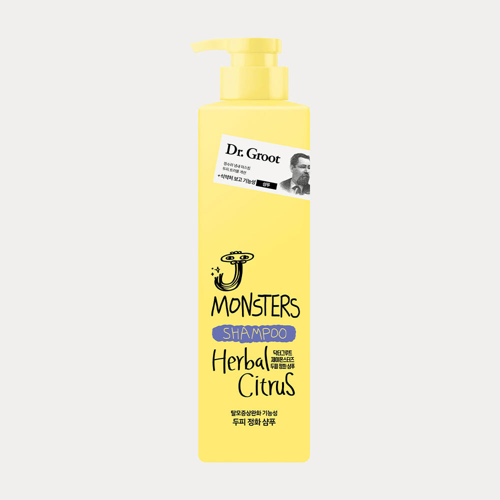Dr.Groot J Monsters Scalp Purifying Shampoo Herbal Citrus 385ml for Oily Scalp Odor Sebum and Flake Care