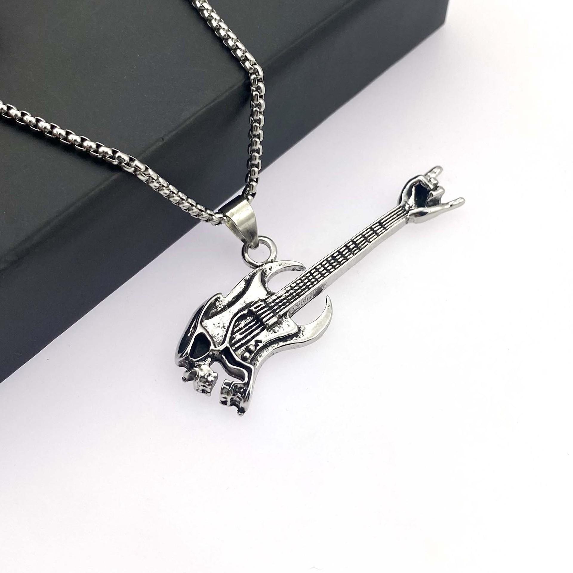 

Necklace Punk Style Skull Rock Guitar Fashion Pendant 50CM(Necklace Size)