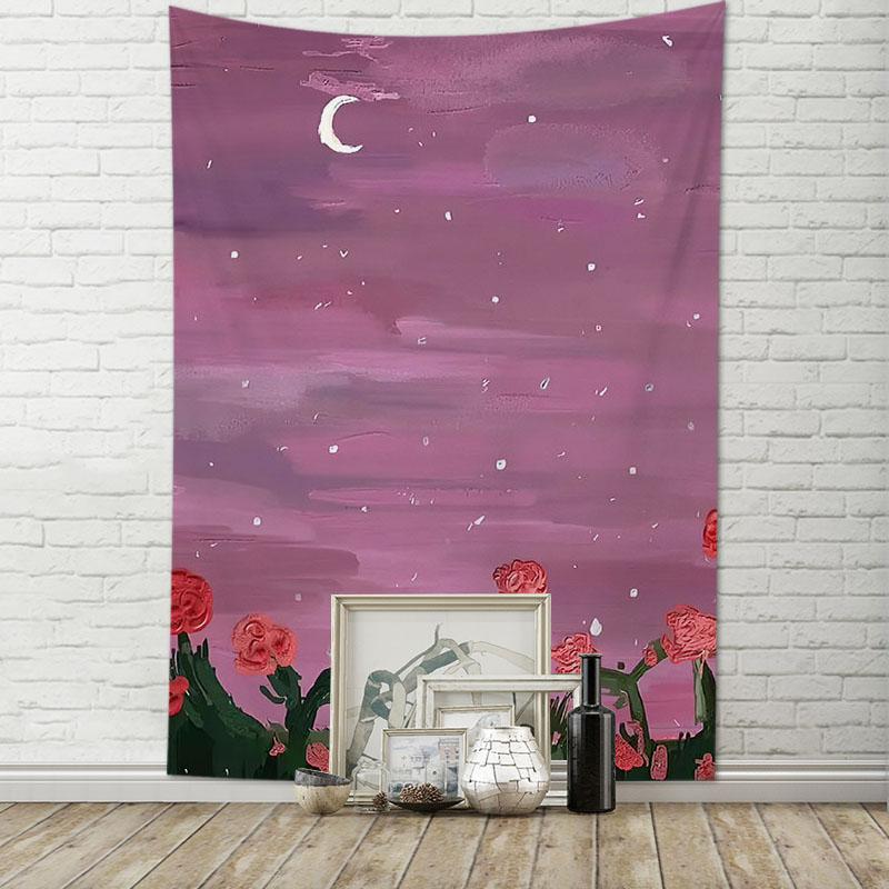 Tapestry room decoration sky moon art oil painting hanging cloth living room home decoration