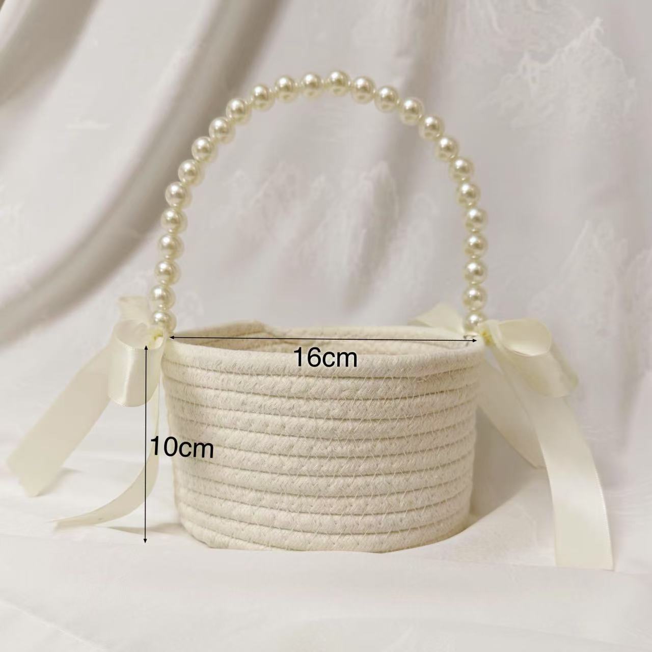 Плетеная корзина для цветов из хлопковой веревки в стиле принцессы бежевый