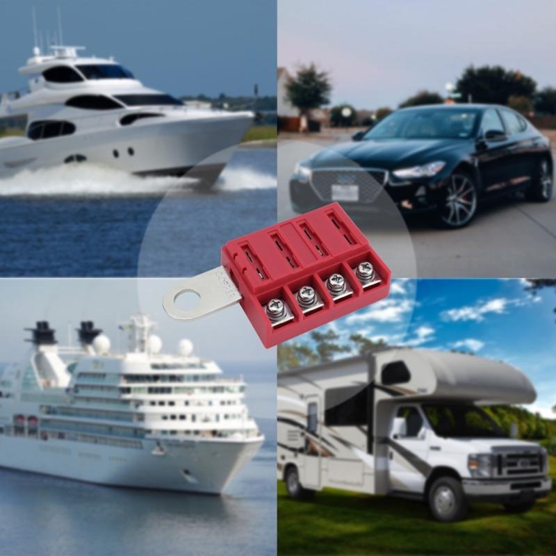 4 Circuit Fuses Box Set with Waterproof Cover Corrosions Resistant Fuses Block Electrical Part for Car Truck & Marine Use