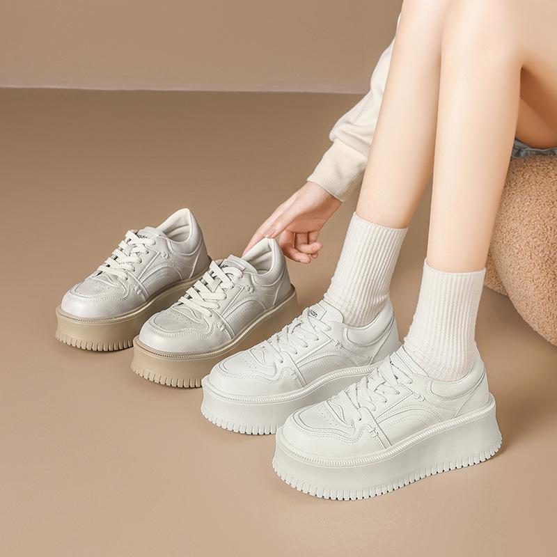 Augustine Small White Shoes Women's 2025 New Autumn Light Casual Breadboard Shoes Muffin Platform Sports Shoes