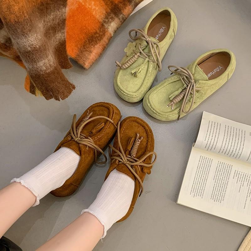 Fashion 2025 Early Autumn Doudou Shoes New Soft-soled Tassel Flat-soled Retro Lazy Slip-on Women's Singles