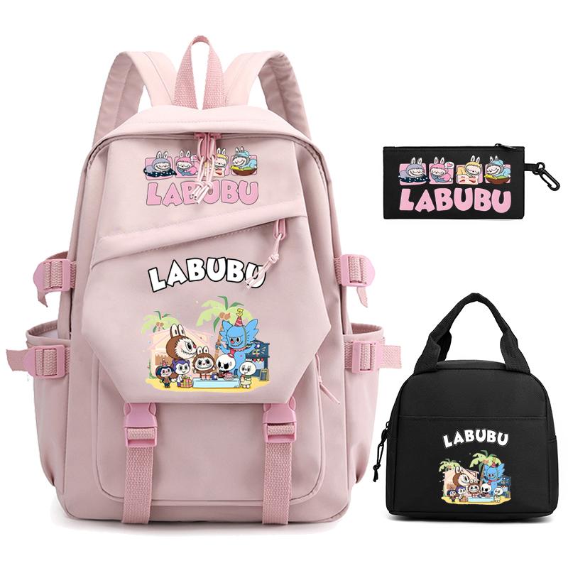 3Pcs/set Cute  Printed Backpack Pencil Case Lunch Bag Teenager Student Girl Boy Schoolbag Women Travel Laptop Bag Mochila