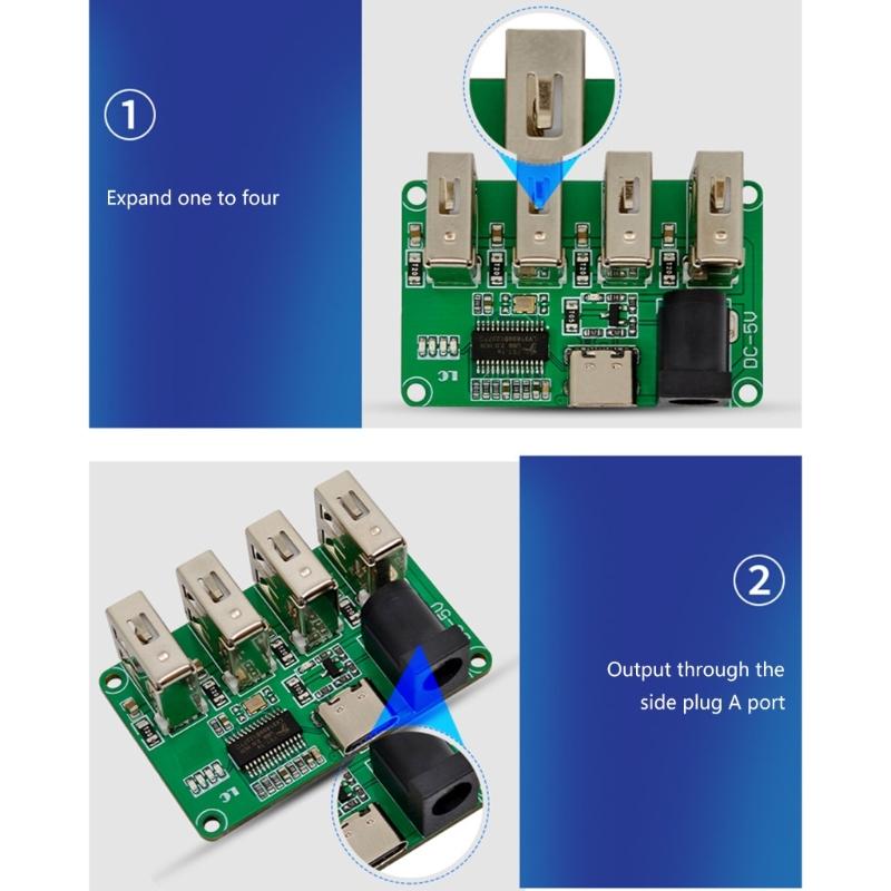 USB2.0 Splitter 4 in 1 USB C Splitter USB2.0 Splitter Adapter USB Extender Docking Station Module for PC Keyboards