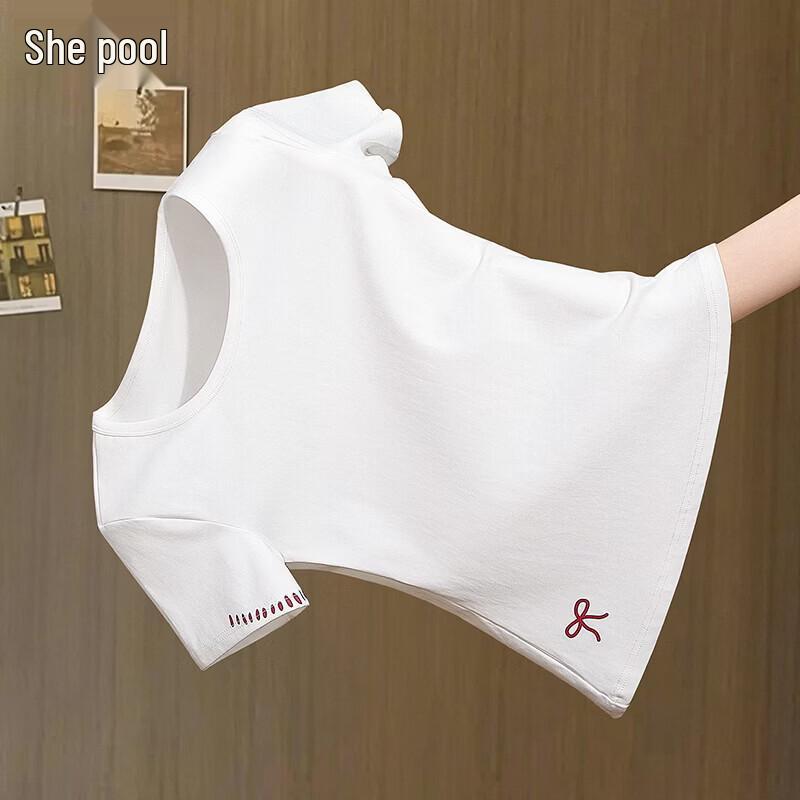 Women s Embroidered Slim Fit Round Neck T-Shirt L