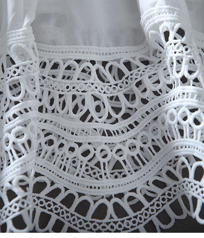 Chic Foreign Style OL Hollow Lace Ruffle Slimming A-line Shirt Top