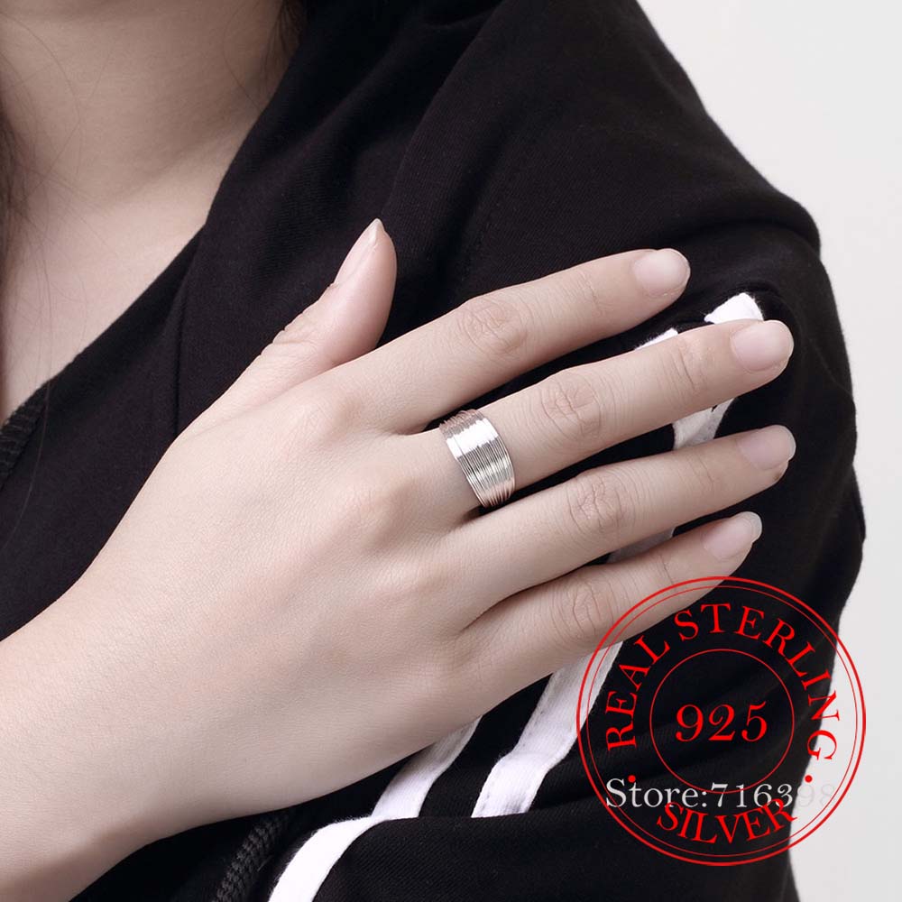 2020 100% 925 Sterling Silver Open Ring INS Minimalist Multi-layer Weaving Lines Finger Ring For Women Statement Adjustable Ring