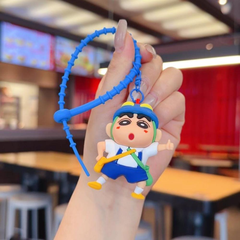 Genuine Crayon Shinchan Keychain Dolls Collectible PVC Figure Toys for Girls Gift Cartoon Pen Case Backpack Ornaments