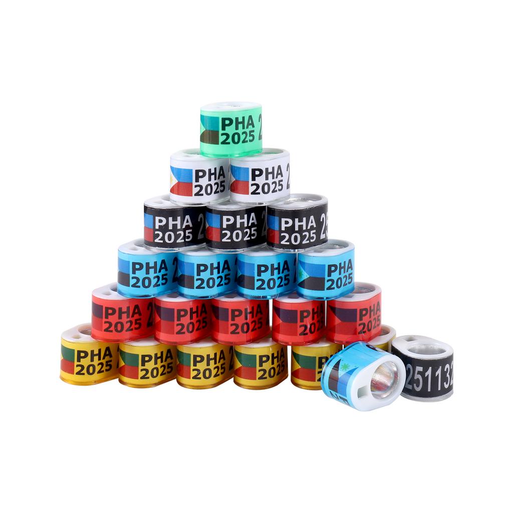 PHA 2025 + Flagge Taube Fußring ID 8mm Qualität Langlebig Vogel Fußring Brieftaube Outdoor Training Vogelzubehör 12 Stück