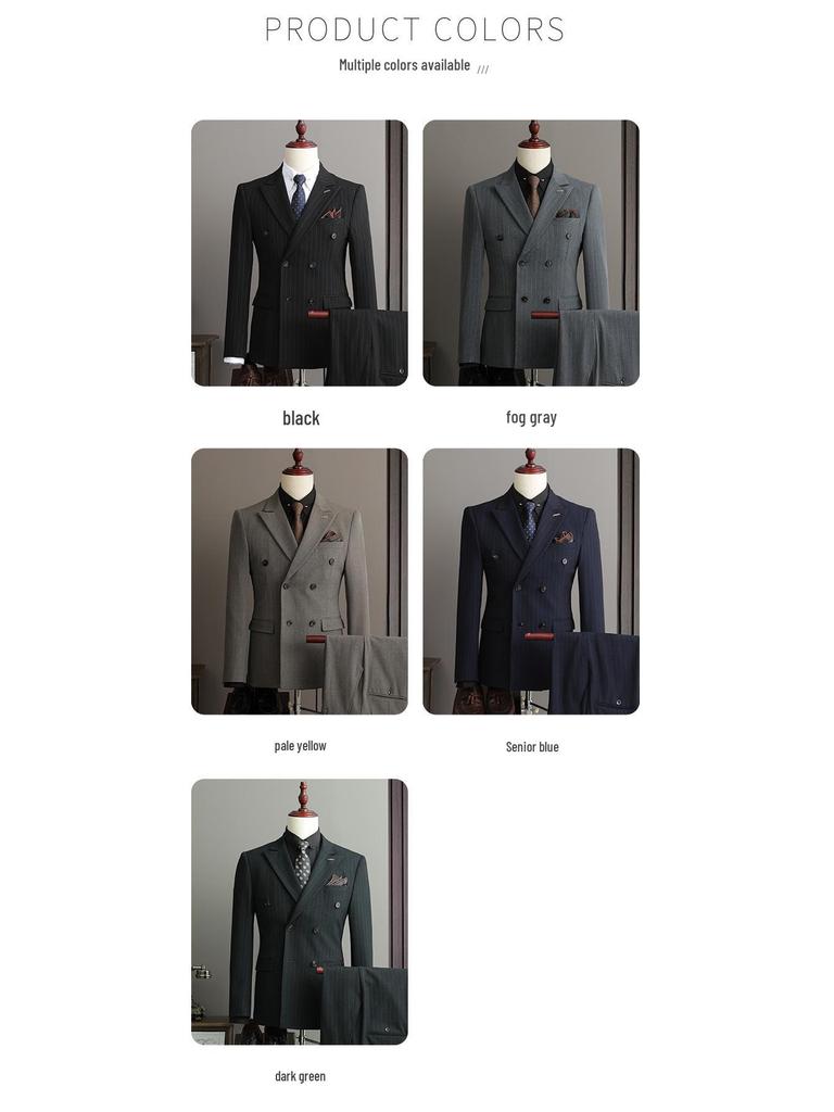 Herren Plus Size Slim Fit Gestreiftes Business Smoking Anzug Set SJT9962-P285