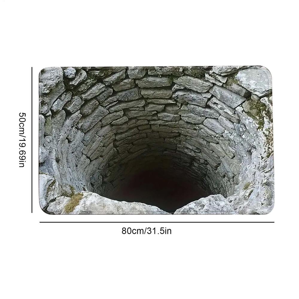 3D Rugs Optical Illusion Anti-Slip Hole Doormat 3D Illusion Hole Rug for Christmas Halloween Bedroom Living Room Bathroom